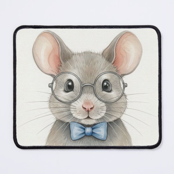 Item preview, Cute Mouse with Glasses Cottagecore Watercolor Animal Art designed and sold by GraceInNatureCo.