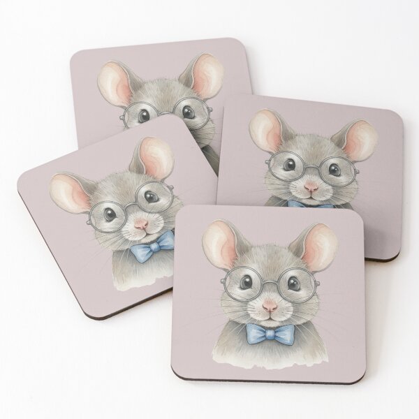 Item preview, Cute Mouse with Glasses Cottagecore Watercolor Animal Art designed and sold by GraceInNatureCo.