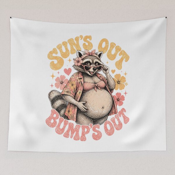 Item preview, Pregnant Girl Summer Suns Out Bumps Out Feral Raccoon Mom designed and sold by DesignsByAnett.