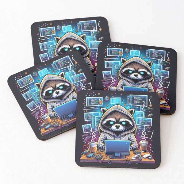 Item preview, Cyberpunk Raccoon Coder – Funny Hacker Animal Design designed and sold by Dogandesighn.