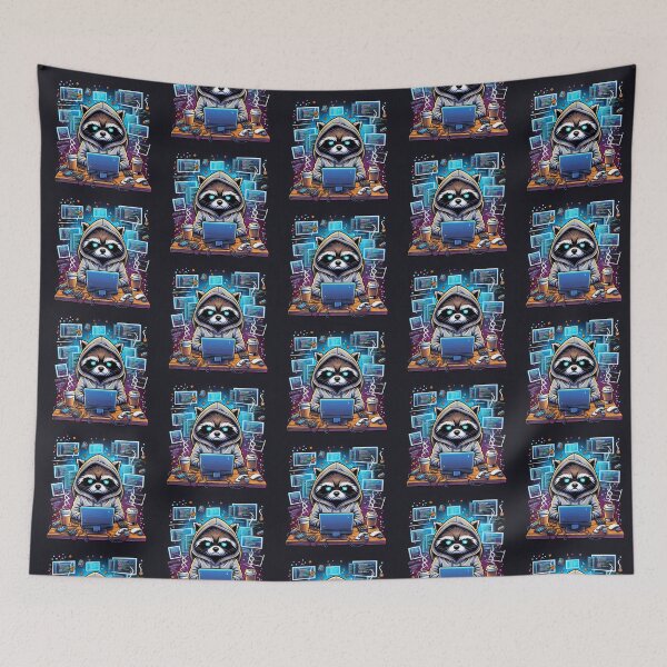 Item preview, Cyberpunk Raccoon Coder – Funny Hacker Animal Design designed and sold by Dogandesighn.