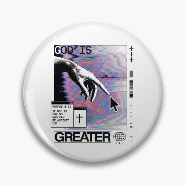 Item preview, God is Greater, If God is for us, who can be against us Romans 8:31 Retrowave Christian 80s designed and sold by bard-art.