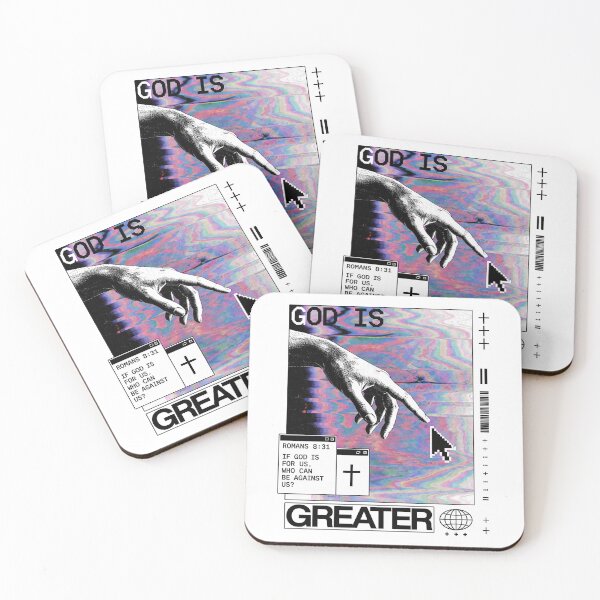 Item preview, God is Greater, If God is for us, who can be against us Romans 8:31 Retrowave Christian 80s designed and sold by bard-art.
