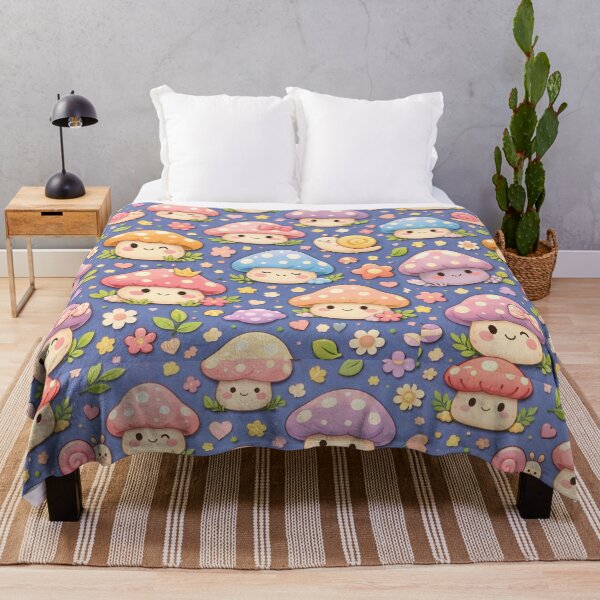 Item preview, Smiling Mushrooms Kawaii Forest World designed and sold by IYASDiaz.