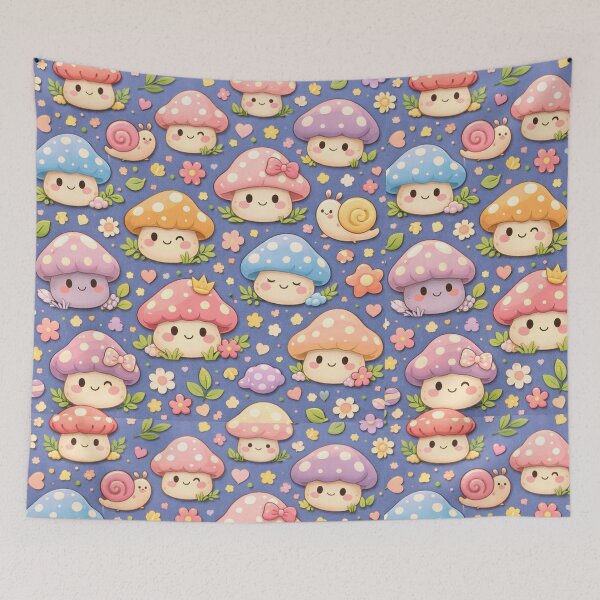 Item preview, Smiling Mushrooms Kawaii Forest World designed and sold by IYASDiaz.