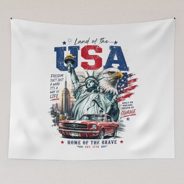 Item preview, Land of the Brave – USA Vintage Design designed and sold by Countries&Cities Shop.