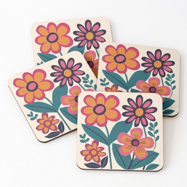 Item preview, Bold daisy bouquet, 70s floral print designed and sold by CroesCreations.