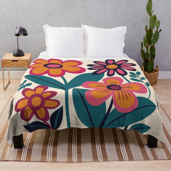 Item preview, Bold daisy bouquet, 70s floral print designed and sold by CroesCreations.