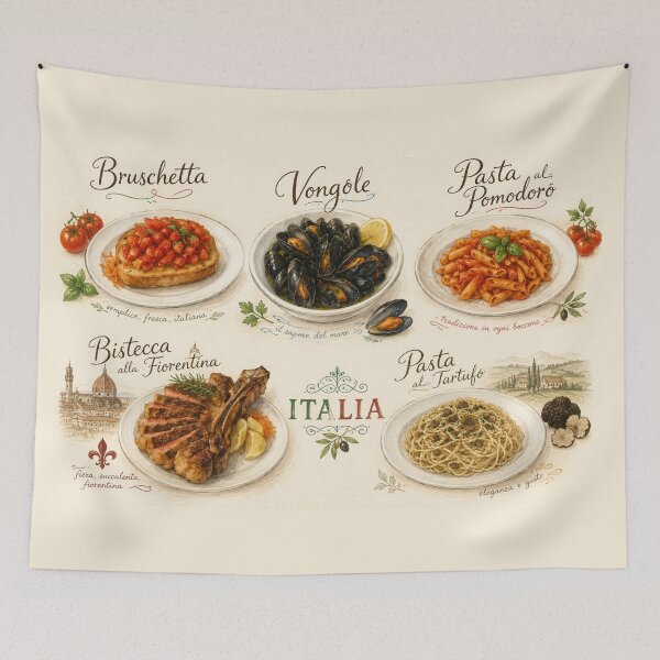 Item preview, Italian Cuisine Poster – Illustrated Tuscan Specialties designed and sold by JOANNASKAH.