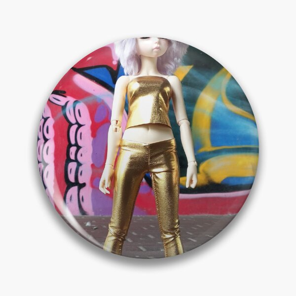 Item preview, Urban street style photo doll wearing disco outfit stay on the wall graffiti background designed and sold by Lenasminiland.