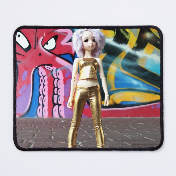 Item preview, Urban street style photo doll wearing disco outfit stay on the wall graffiti background designed and sold by Lenasminiland.