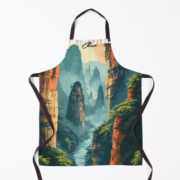 Item preview, Retro Zhangjiajie Mountains Vintage Travel Poster China Nature Illustration designed and sold by JacksoonLester.