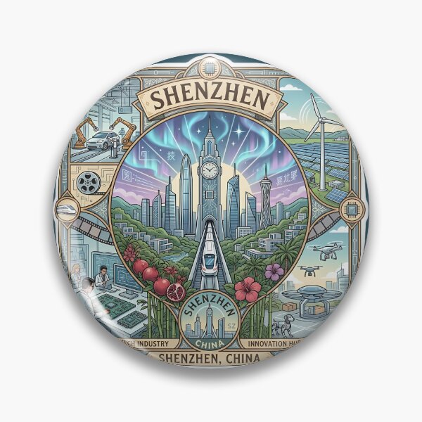 Item preview, Shenzhen Innovation City & Futuristic Skyline Illustration designed and sold by Alice Cristalis.
