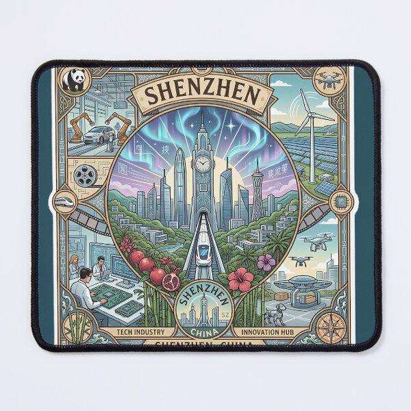 Item preview, Shenzhen Innovation City & Futuristic Skyline Illustration designed and sold by Alice Cristalis.