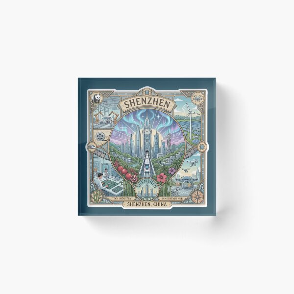 Item preview, Shenzhen Innovation City & Futuristic Skyline Illustration designed and sold by Alice Cristalis.