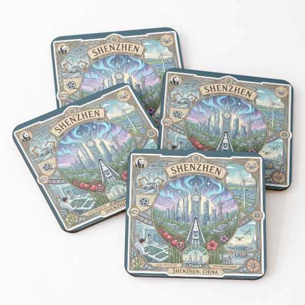 Item preview, Shenzhen Innovation City & Futuristic Skyline Illustration designed and sold by Alice Cristalis.