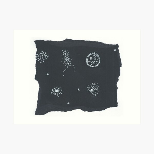 Black and White Microbes Art Print