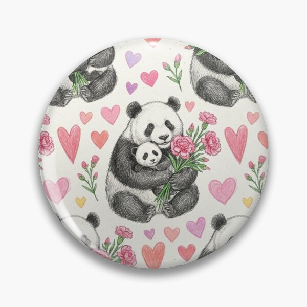 Item preview, Sweet Mother Panda and Cub Love - Mother's Day Floral Pattern designed and sold by TaiwanMemory.