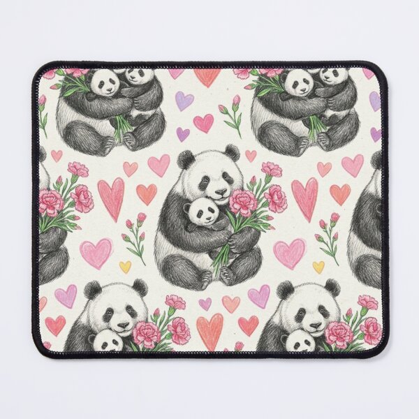 Item preview, Sweet Mother Panda and Cub Love - Mother's Day Floral Pattern designed and sold by TaiwanMemory.