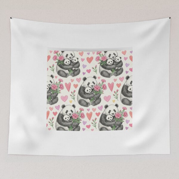 Item preview, Sweet Mother Panda and Cub Love - Mother's Day Floral Pattern designed and sold by TaiwanMemory.