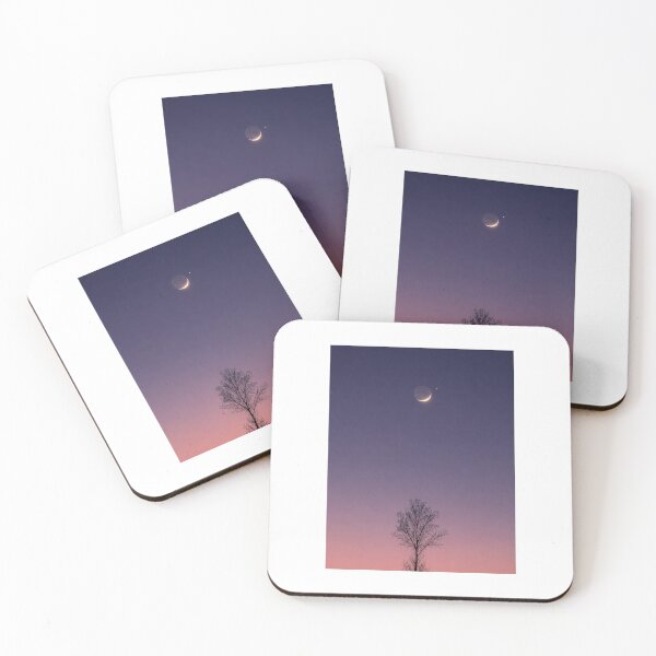 Item preview, Crescent Moon and Venus at Twilight - Minimal Celestial Print designed and sold by NightlarkS.