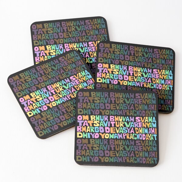 Item preview, Gayatri Mantra Hand Lettered Retro Pastel Rainbow Black designed and sold by wordznart.