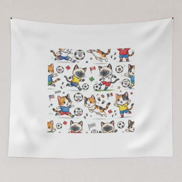 Item preview, Chibi Soccer Cats 2026 - Cute Football Kittens Pattern designed and sold by TaiwanMemory.