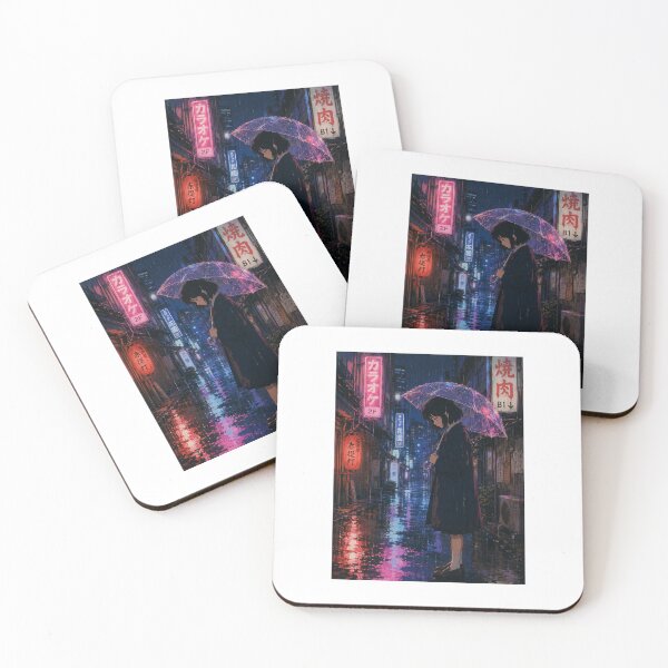 Item preview, Anime Girl in Rainy Tokyo Alley - 90s Aesthetic Print designed and sold by NightlarkS.