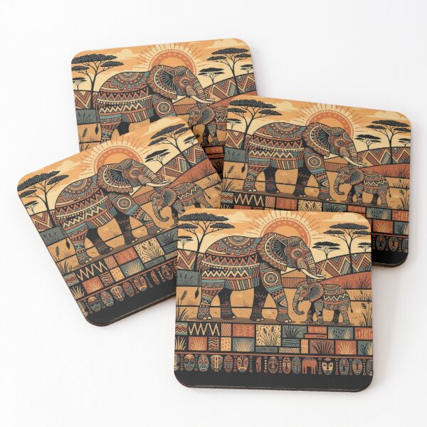 Item preview, African Elephant Savanna Tribal Pattern designed and sold by d247.