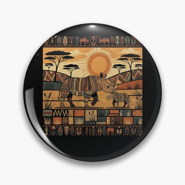 Item preview, Rhino Mom Baby African Savanna Tribal Pattern designed and sold by d247.