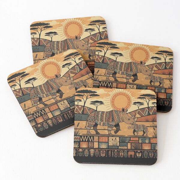 Item preview, Rhino Mom Baby African Savanna Tribal Pattern designed and sold by d247.