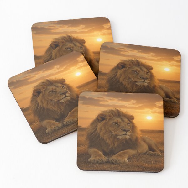 Item preview, Golden Lion African Savannah Sunset designed and sold by Enchanting Art Vista.