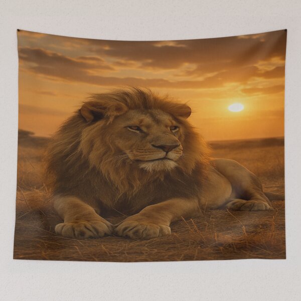 Item preview, Golden Lion African Savannah Sunset designed and sold by Enchanting Art Vista.