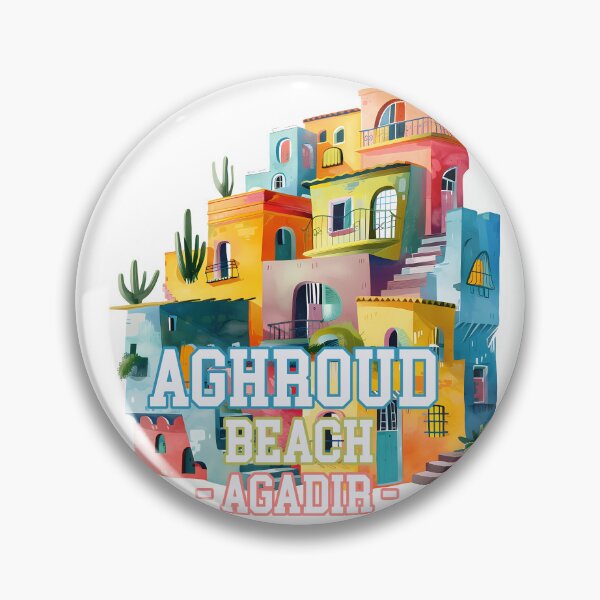 Item preview, Aghroud Beach Agadir Morocco Colorful Coastal Village Artistic Travel Illustration designed and sold by DesignArtist.ia.