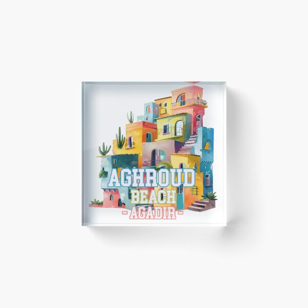 Item preview, Aghroud Beach Agadir Morocco Colorful Coastal Village Artistic Travel Illustration designed and sold by DesignArtist.ia.
