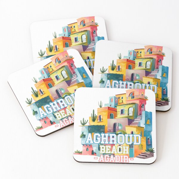 Item preview, Aghroud Beach Agadir Morocco Colorful Coastal Village Artistic Travel Illustration designed and sold by DesignArtist.ia.