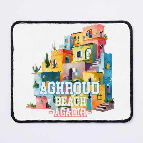 Item preview, Aghroud Beach Agadir Morocco Colorful Coastal Village Artistic Travel Illustration designed and sold by DesignArtist.ia.