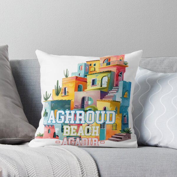 Item preview, Aghroud Beach Agadir Morocco Colorful Coastal Village Artistic Travel Illustration designed and sold by DesignArtist.ia.