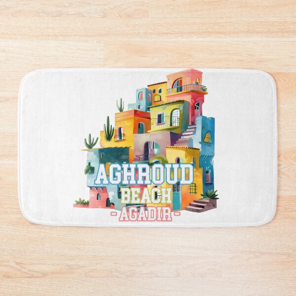 Item preview, Aghroud Beach Agadir Morocco Colorful Coastal Village Artistic Travel Illustration designed and sold by DesignArtist.ia.