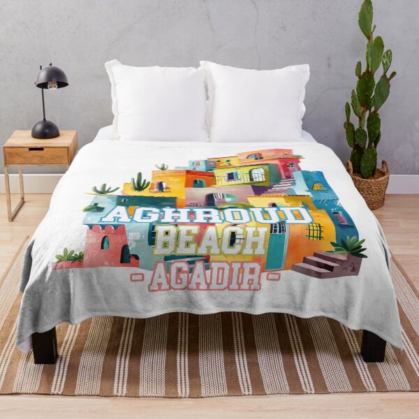 Item preview, Aghroud Beach Agadir Morocco Colorful Coastal Village Artistic Travel Illustration designed and sold by DesignArtist.ia.