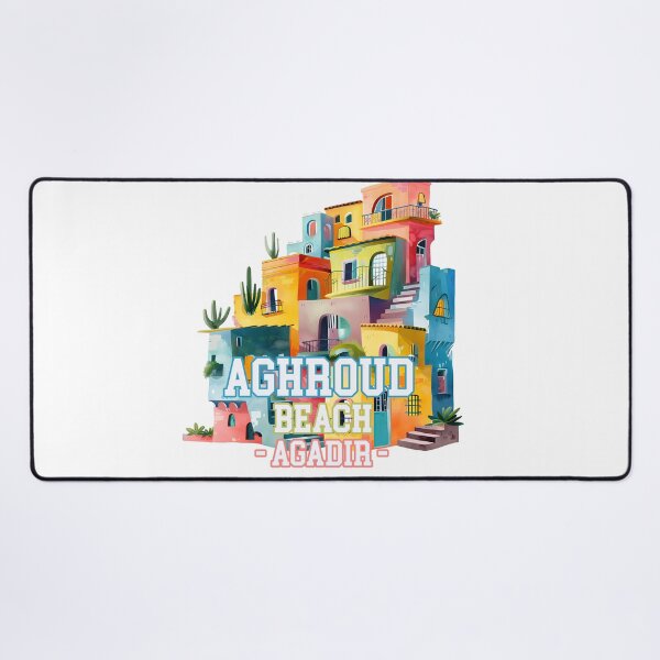 Item preview, Aghroud Beach Agadir Morocco Colorful Coastal Village Artistic Travel Illustration designed and sold by DesignArtist.ia.
