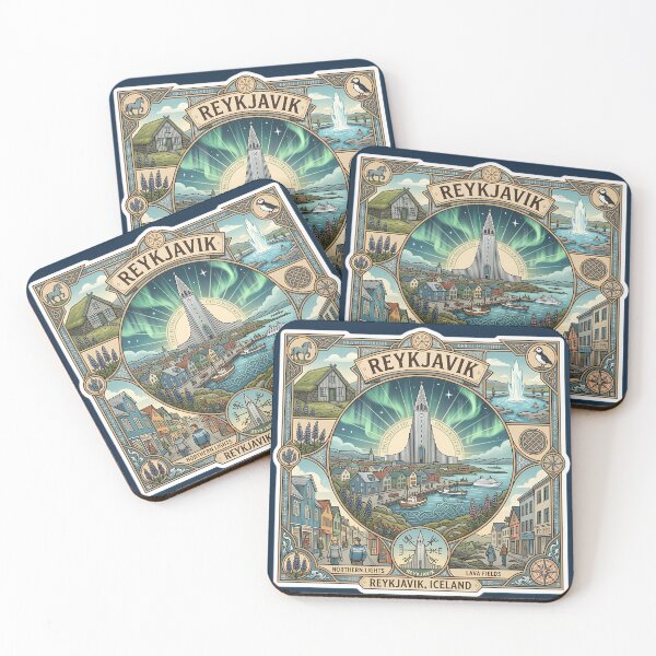 Item preview, Reykjavík Northern Lights & Iceland Heritage Illustration designed and sold by Alice Cristalis.