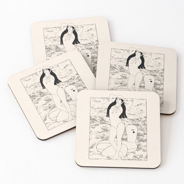 Item preview, Girl in Swimsuit with Inflatable Goose designed and sold by Grin Katalina Floral Patterns & Cozy Art.