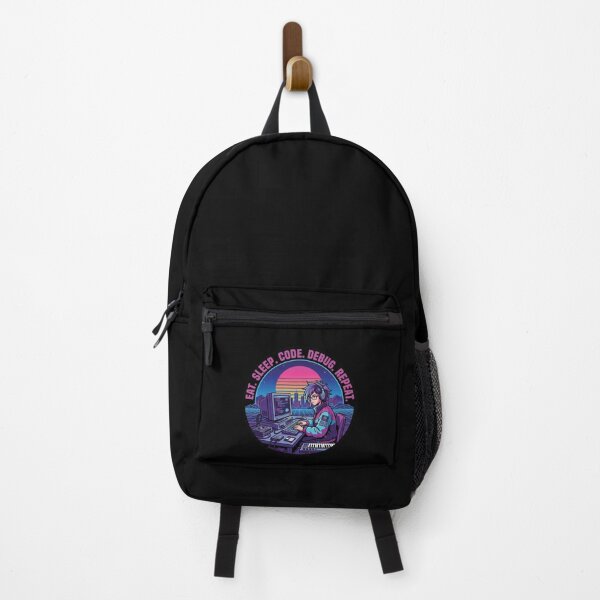 Item preview, Eat Sleep Code Debug Repeat - Retro Synthwave Coder - 80s Tech Sticker designed and sold by Osmose-Studio.