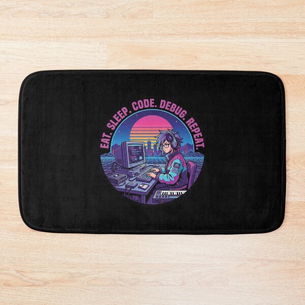 Item preview, Eat Sleep Code Debug Repeat - Retro Synthwave Coder - 80s Tech Sticker designed and sold by Osmose-Studio.