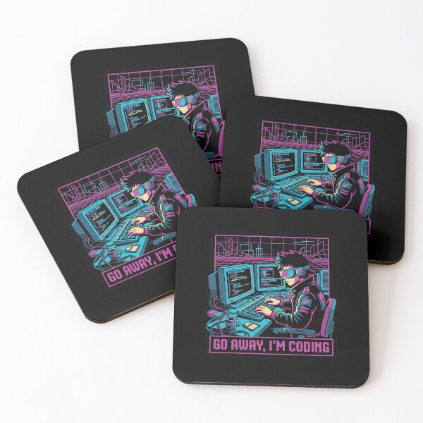 Item preview, Go Away I'm Coding - Outrun Tech Developer - Retro 80s Aesthetic designed and sold by Osmose-Studio ⭐⭐⭐⭐⭐.