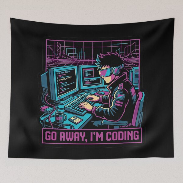 Item preview, Go Away I'm Coding - Outrun Tech Developer - Retro 80s Aesthetic designed and sold by Osmose-Studio.