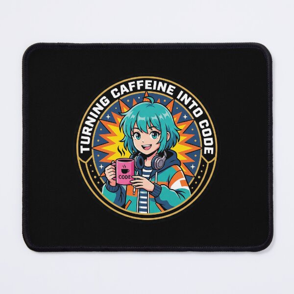 Item preview, Turning Caffeine Into Code - Synthwave Coffee Coder - Retro Tech Art designed and sold by Osmose-Studio ⭐⭐⭐⭐⭐.