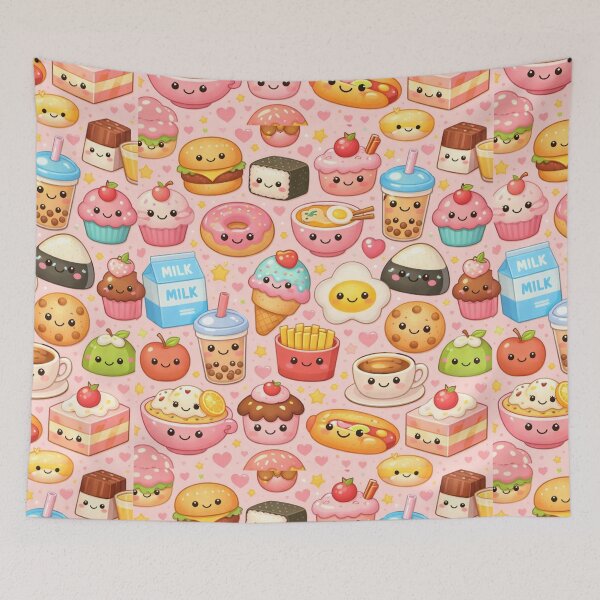 Item preview, Kawaii Food Pattern | Cute Pastel Snacks & Drinks Illustration Aesthetic designed and sold by Aramdesing.