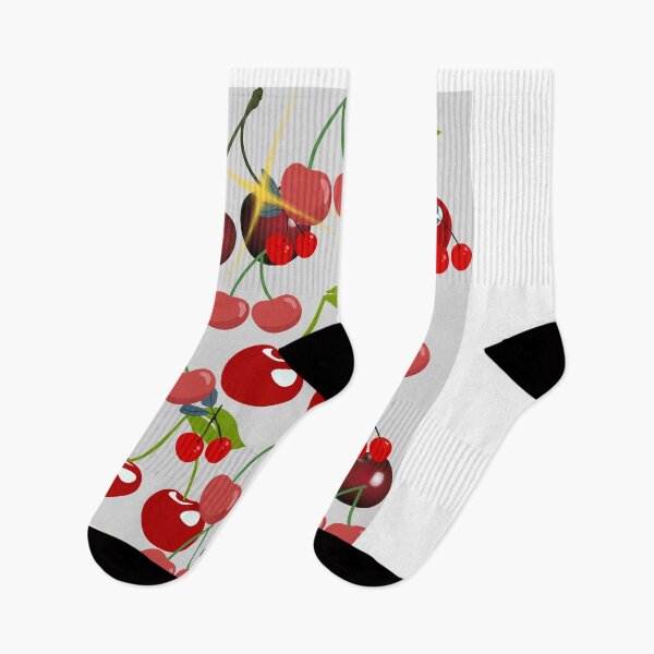 Item preview, Cherry Sparkle Pattern Red Fruit Gray Background Art Print designed and sold by Extremeallie.